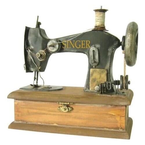 Antique Decor Metal Vintage Sewing Machine Wood Boxed Miniature Classical Trinket Gift Nostalgic Retro Handmade Art Quality