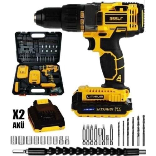 ASSUR 36v -24v 5ah Dual Cordless Li-on Battery Charged Drill Set with 24 Pieces Bit Set Electric Screwdriver Cordless Drill Power Tools Cordless Drill Mini Drill Drill Press Impact Driver Impact Drill Worx Rotary Tool
