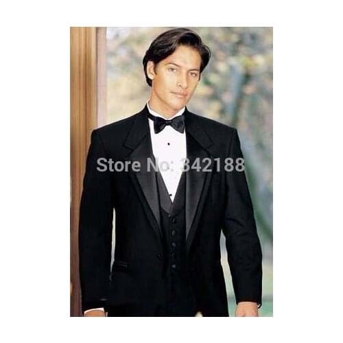 FREE Custom Made New Design Custom-made Black Groom Tuxedos Best man Suit Wedding Groomsman/Men Suits/wedding men suitswedding m