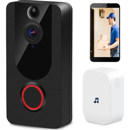 Wireless Smart Doorbell 166° Wide-angle Waterproof Camera Video Doorbell with Ringtone Free Cloud Storage Decoration Doorbell