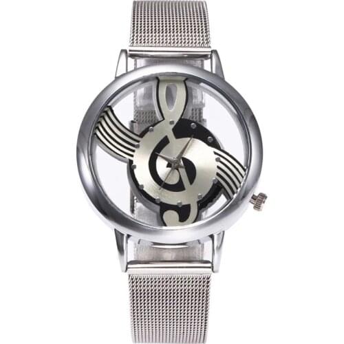 Women Watch Transparent Hollow Quartz Brand Clock Female Musical Note Style leather Watch Fashion Casual watches reloj mujer