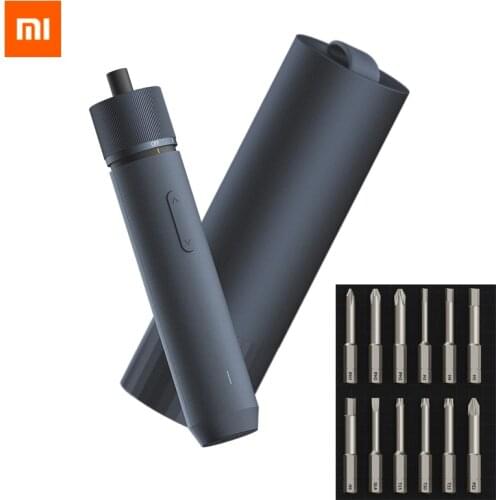 New Xiaomi HOTO Straight Handle Electric Screwdriver 3 Speed Torque Rechargeable with Stroage Box LED Light 12 Long Bits