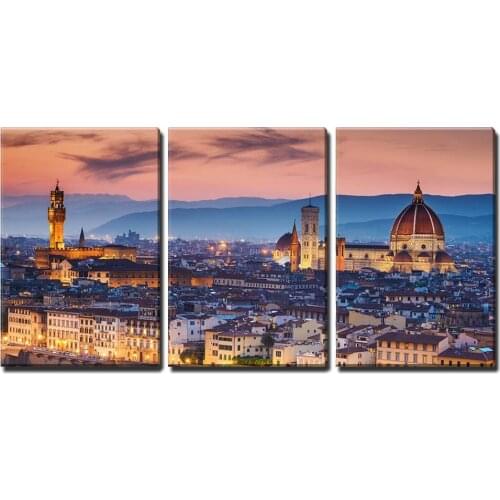 Piece Canvas Wall Art Beautiful Sunset Over Cathedral Of Santa Maria Florence Italy Modern Home