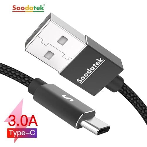Soodatek USB Type C Cable for Samsung S10 S9 Quick Charge 3.0 Cable USB C Fast Charging for Huawei P30 Xiaomi USB-C Charger Wire