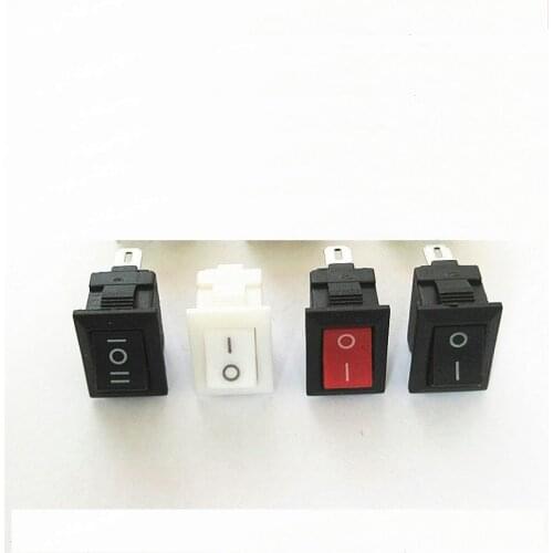 10Pcs Push Button Switch 10x15mm SPST 2Pin 3A 250V KCD11 Snap-in On/Off Rocker Switch 10MM*15MM Black Red and White
