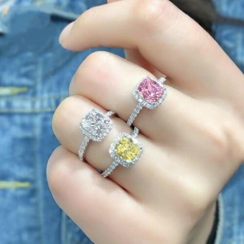 Luxury Princess-cut natural topaz gemstone Wedding Engagement Ring finger Real Solid 925 Sterling Silver Rings for Women Jewelry