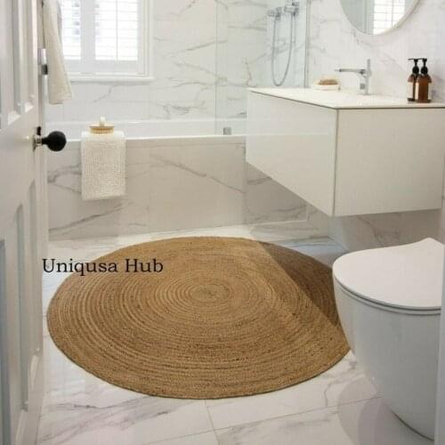 Rugs for Home Living Room Jute Round Rug 100% Natural Jute Style Rug Reversible Braided Modern Rustic Look and Carpets