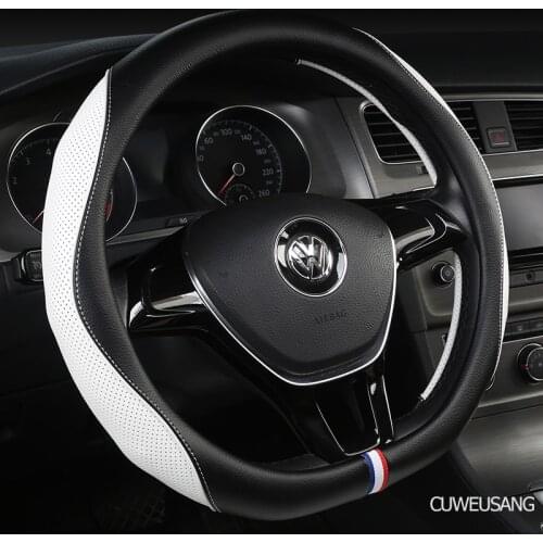 CUWEUSANG Carbon Fiber Leather Car Steering Wheel Cover For Ford Focus 2 3 MK2 Fiesta Fusion Mondeo MK4 Kuga Ranger F150
