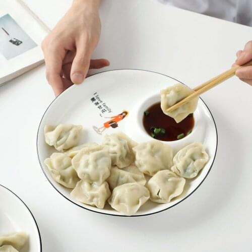 Kitchen Ceramic Dish Sushi Plate Dumplings Bowl with Sauce Dish Tableware Dinner Plates Dessert Cake Fruit Tray Plate