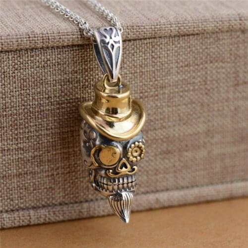 BESTLYBUY 100% Real 925 Sterling Silver Jewelry Skull Pendants for Women Men Accessories Gifts Silver Pendant Without Chain