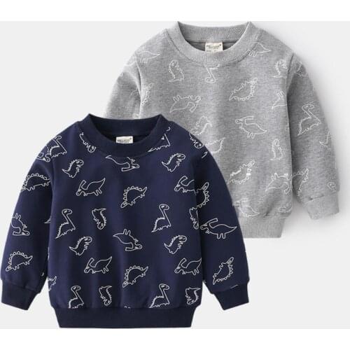 Fashion Jerseys Boys Sweatshirts 2021 Spring Autumn Cotton Baby Clothes Dinosaurs printing Children Long Sleeve Hoody Tops 2-6Y
