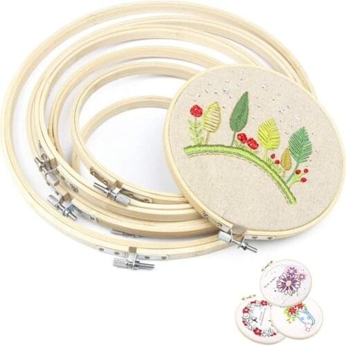 LMDZ 6 Pcs Embroidery Hoop Set Bamboo Circle Cross Stitch Hoop Ring 3 inch to 10 inch Embroidery and Cross Stitch Sewing Hoop