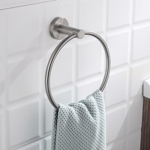 Towel Racks Round Brushed Towel Holder Rings Wall Mounted Home and Hotel Bathroom Accessories