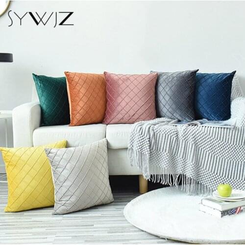 Nordic Plaid Cushion Cover Outdoor Cushions Velvet Throw Pillows Home Living Room Decoration Square Decorative Pillow Case