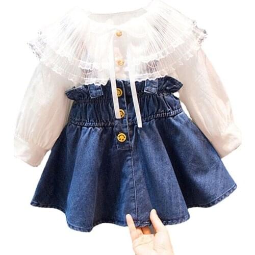 New ChildrenS Clothing KidsS Dress Spring And Autumn Girls' Dress Two-Piece Long-Sleeved Bowknot Stitching Mesh Princess Dres
