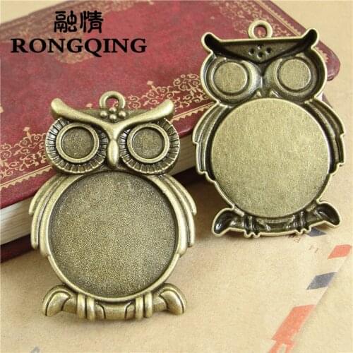 RONGQING 20pcs/lot Vintage Night Owl Cabochon 25MM DIY Jewelry Accessories Necklace Pendant Animal