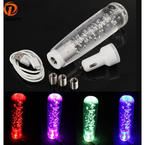 POSSBAY Universal 150mm Gear Shift Knob Car LED Light Changing Shifter Lever Knob Crystal Bubble Manual Transmission