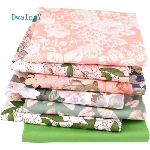 DwaIngY Green Flower Series,7pcs/Lot,Twill Cotton Fabric For Sewing Patchwork,DIY Quilting Cloth Fat Quarters Baby Doll Material