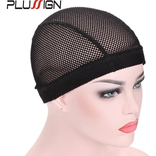 Plussign Super Elastic Mesh Dome Wig Cap Big Hole Wig Cap For Weave Crochet Braid Wig Caps For Making Wigs 6Pcs 12Pcs Free Size