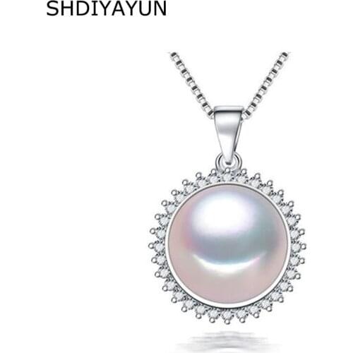 SHDIYAYUN Fine Pearl Necklace Pearl Jewelry Natural Freshwater Pearl 925 Sterling Silver Jewelry Pendants Diamond Necklace