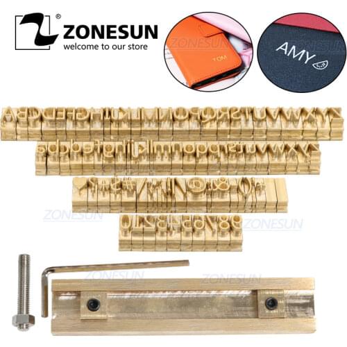 ZONESUN Custom Logo Leather stamp T slot Copper Alphabet Number Symbol Wood Logo Stamp Mold Branding Iron Stamping Mould set
