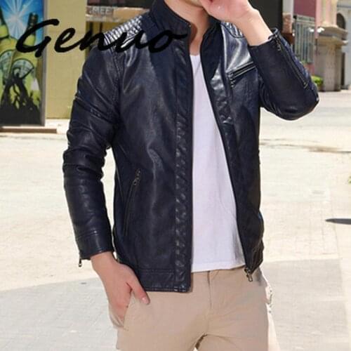 2019 Fashion Pu Leather Jacket Men Autumn Spring Mens Leather Jackets Coats Washed Leather Jacket Casual Coat Jaqueta De Couro