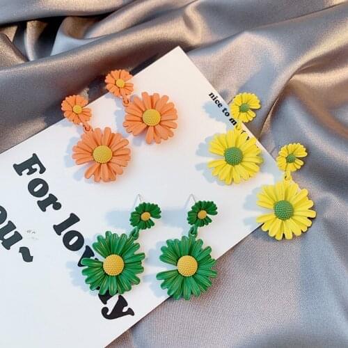 2020 new trendy flower hanging dangle drop earrings for women girl wedding party earrings accessories gift