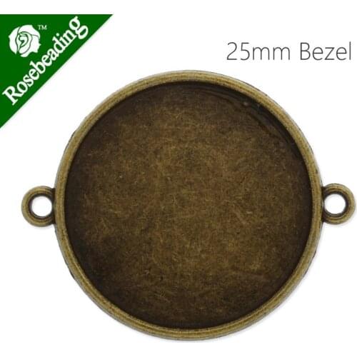 25mm/1 inch Round Antique Bronze Plated 2 sides bezel for bracelet,bracelet blanks,cuff bracelet blank,sold 50pcs/lot-C4336