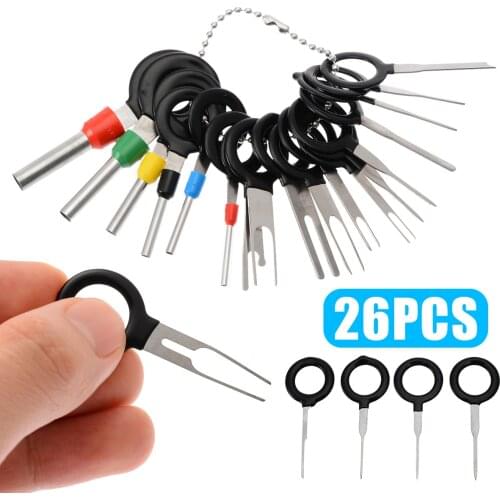 26pcs Stainless Steel Car Terminal Removal Tool Wiring Crimp Connector Pin Extractor Kit Universal Mechanical Repair Tool