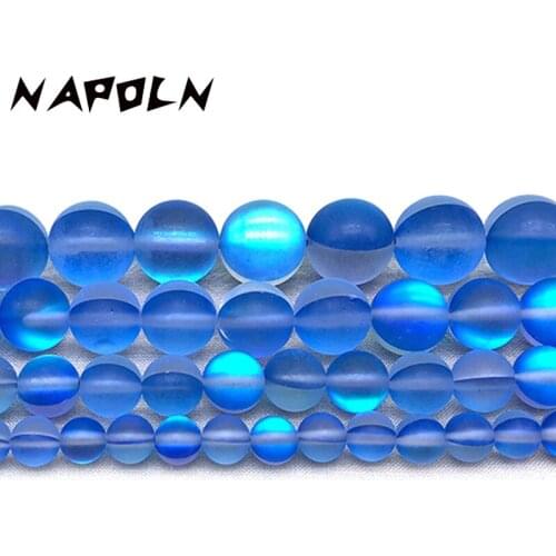 6/8/10/12MM Frosted Matte Glitter Crystal Glass Moonstone Diy Handmade Beaded Necklace Loose Round Beads Ladies Jewelry