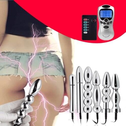 Stainless Steel Anal Electro Plug with Electric Shock Host and Cable, Electro Shock Stimulation Sex Toys for TENS Pussy Plug toy