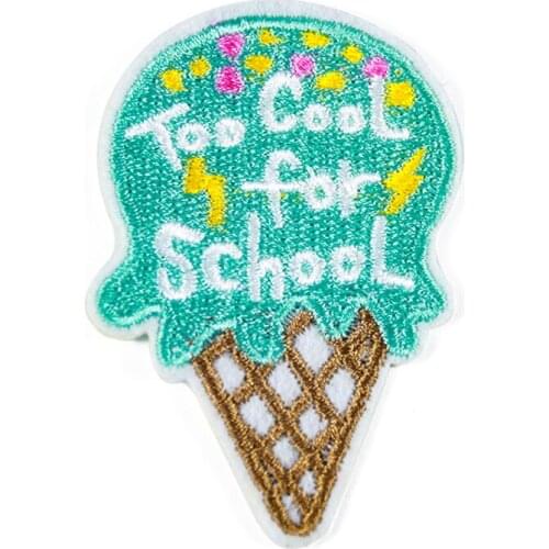 2PCS Ice Cream Embroidery Applique Iron on Patches for Clothing Diy Patch Cute Clothes Stickers T-shirt Jacket Decor Accessories