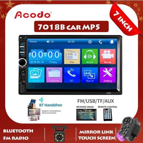 7018B 7 inch Double 2 Din Car Video MP5 Player Android /IOS MirrorLink TF USB FM with Camera