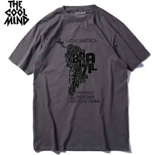 COOLMIND QI0128A map printed cotton casual short sleeve fashion cool men T shirt street style cool breathable fabric men T-shirt