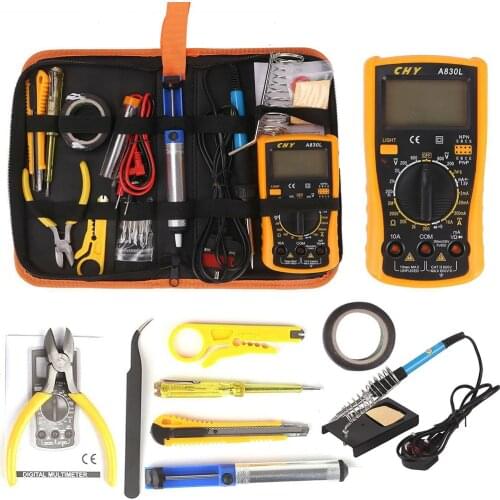 18-in-1 60W Adjustable Temperature Electronic Soldering Iron Kit LCD Digital Solder Welding Rework Station Iron Tips Repair Tool