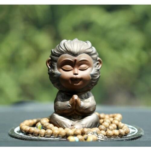 Purple Clay Kiln Change Cute Monkey King Tea Pet Ceramic Handmade Animal Ornaments Creative Car Decoration Crafts