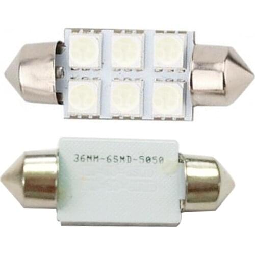 Car Festoon Led Light 10 pcs 12V BLUE Light 5050 6 LED 6 SMD 36mm Universal High Bright