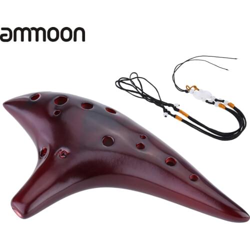 12 Holes Ceramic Ocarina Flute Alto C Smoked Burn Submarine Style Musical Instrument with Music Score for Beginner