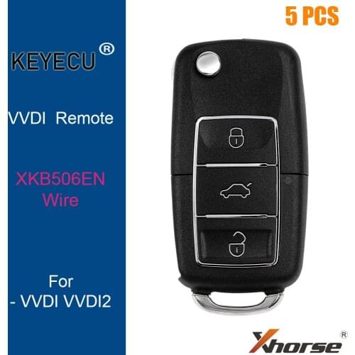 KEYECU 5PCS XHORSE English Version XKB506EN for Volkswagen B5 Style Wire Universal Remote Key - 3 Btn - for VVDI Key Tool, VVDI2