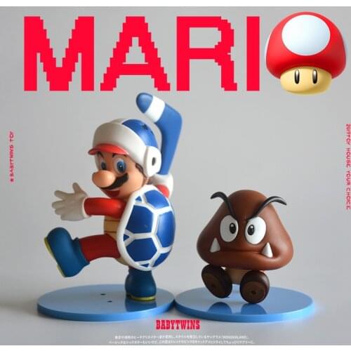 2PCS 8cm 14cm Exquisite workmanship Mario and mushroom monster ornament model collection ornaments