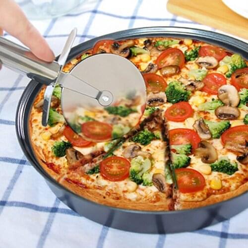 Stainless steel kitchen restaurant quality pizza cutter pizza wheel cutter durable baking tool single round pizza hob
