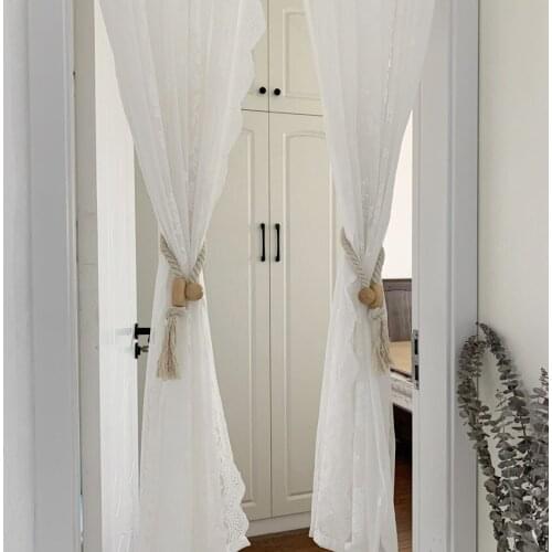 Boho Magnetic Curtain Tieback Buckle Strap Curtain Tieback Hook Tie Rope Magnet Drawstring Curtain Wooden Buckle Hook Farmhouse