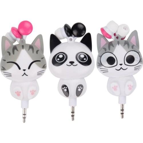 Cartoon Earbuds Wired Earbuds Retractable Kid Headphone Earset Universal 3.5 Mm Plug Earplugs Music Earphones for All Phones