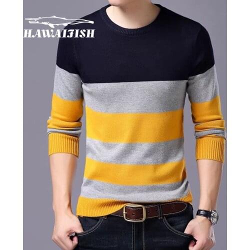 Mens color-blocking sweaters Mens Korean Slim-fit sweaters Retro mens casual pullovers Mens winter warm sweaters pullovers