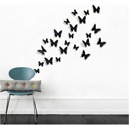 12Pcs 3D DIY Butterfly Wall Stickers Decal Wall Stickers Home Decor PVC Wallpaper For Living Room Adhesive to Wall Decals Decor