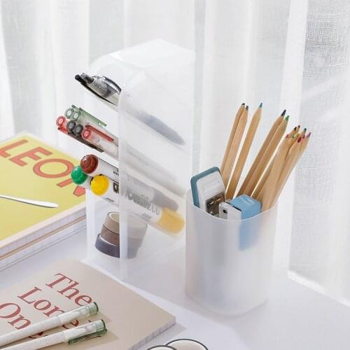 4 Gird Desktop Organizer Pen Pencil Holder Desk Makeup Brush Lipstick Storage Stand Kawaii School Office Stationery Accessories