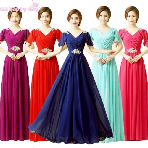Multi color vestido chiffon bridemaid dress red sister of the bride a line formal bridesmaid dresses with beads plus size B3492