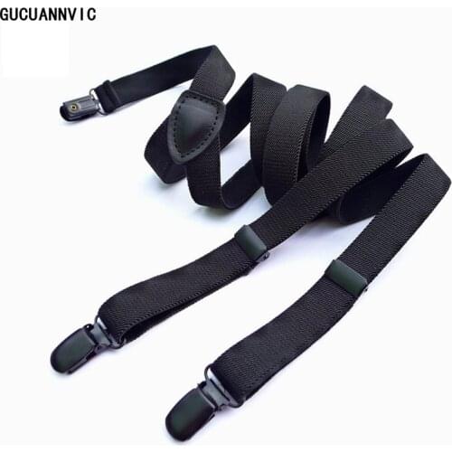The latest fashion suspenders male personality black THREE CLIP SUSPENDERS elastic width 2.0cm Y back men strap