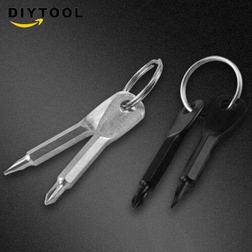 Portable screwdriver outdoor EDC portable multi-function tool flat screwdriver cross small mini keychain pendant key chain