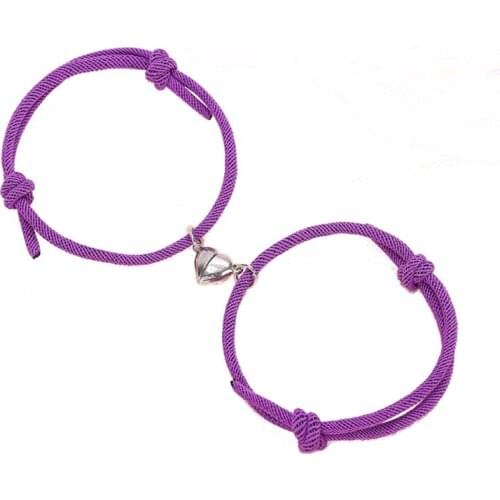 2 Pcs Attractive Magnet Bracelets for Couples Men Women Mutual Attraction Rope Braided Adjustable Bracelet Valentines Day Gifts